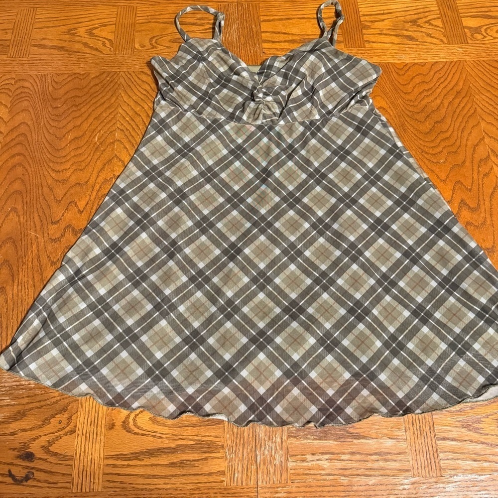 Hot Topic Social Collision Green Plaid Mesh Mini Dress Sz S Y2K Retro Inspired - Picture 3 of 16